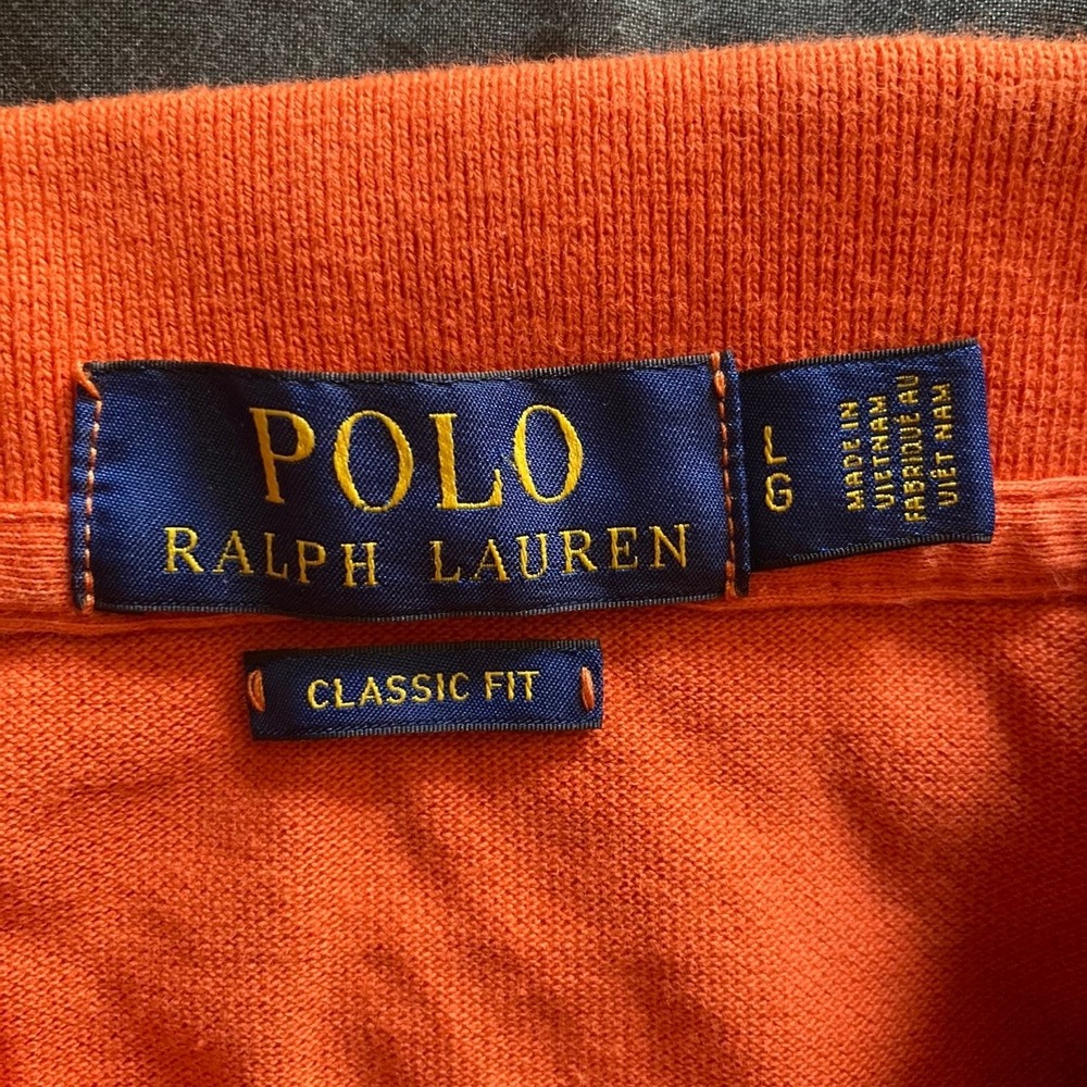Polo Ralph Lauren Shirt Mens Large Big Pony Polo Orange Classic Fit Short Sleeve - Picture 7 of 8
